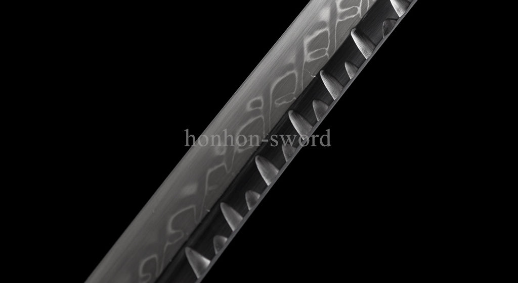 T10 Clay Tempered Japanese Katana Samurai Sword Hammering Pattern Hand Paint Sheath