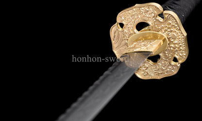 T10 Clay Tempered Japanese Katana Samurai Sword Hammering Pattern Hand Paint Sheath