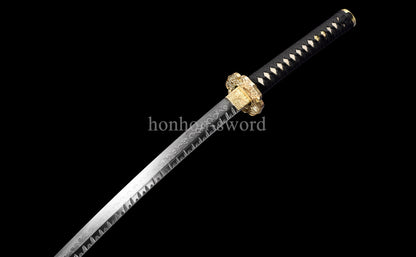 T10 Clay Tempered Japanese Katana Samurai Sword Hammering Pattern Hand Paint Sheath