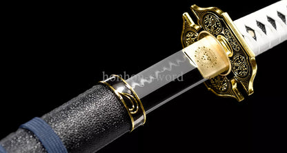 Katana à lame bleue en acier à haute teneur en carbone 1095, épée de samouraï japonais, épée complète noire 