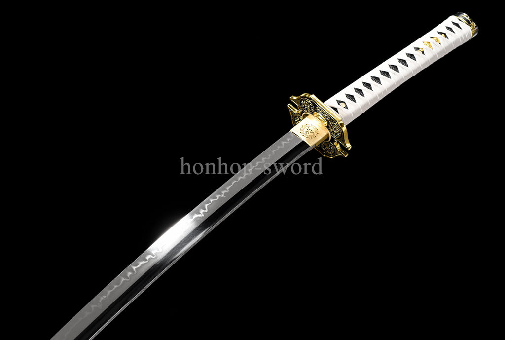 Katana à lame bleue en acier à haute teneur en carbone 1095, épée de samouraï japonais, épée complète noire 