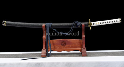 Katana à lame bleue en acier à haute teneur en carbone 1095, épée de samouraï japonais, épée complète noire 
