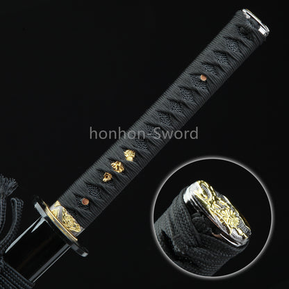 Katana à lame bleue en acier à haute teneur en carbone 1095, épée de samouraï japonais, épée complète noire 