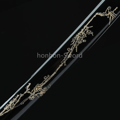Katana à lame bleue en acier à haute teneur en carbone 1095, épée de samouraï japonais, épée complète noire 