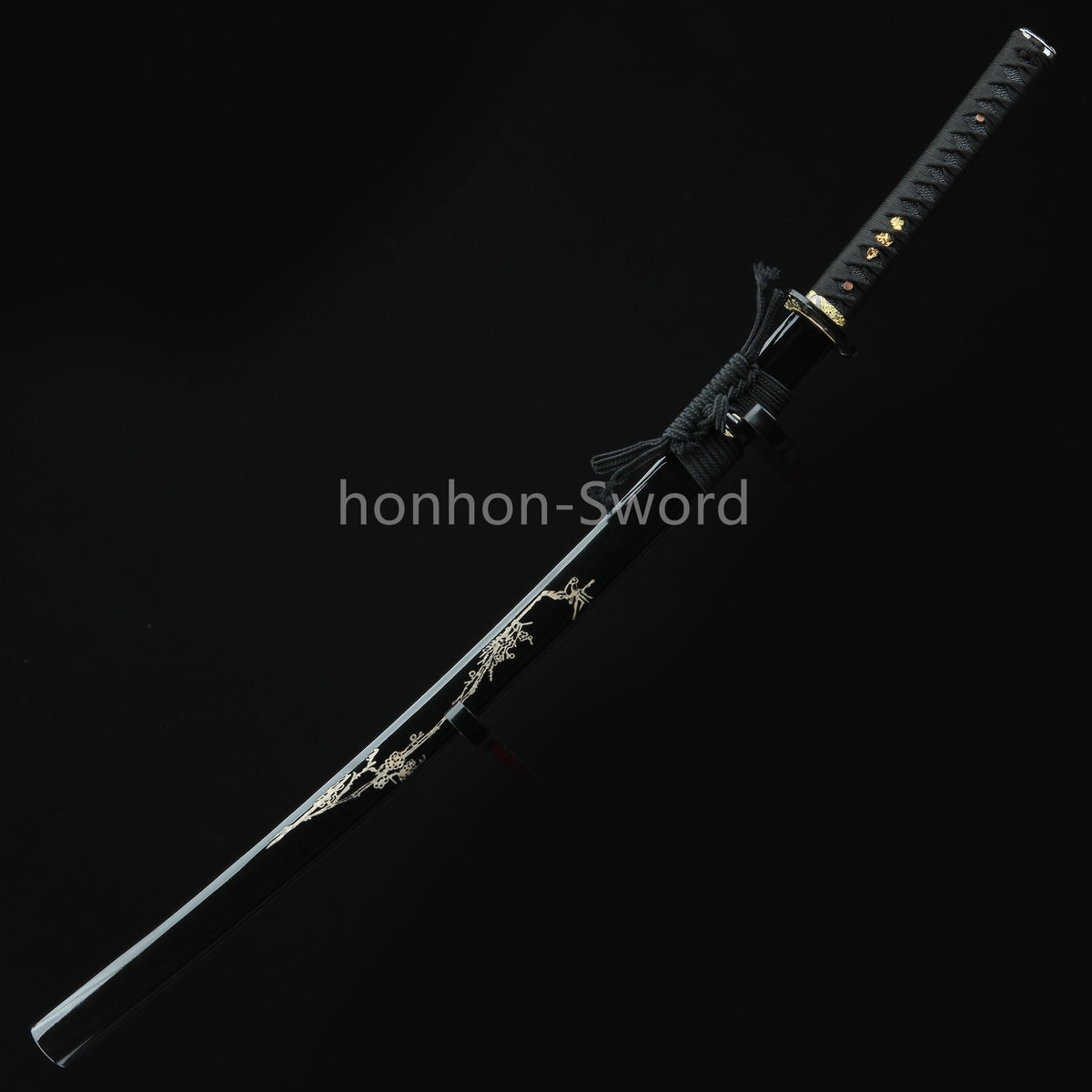 Katana à lame bleue en acier à haute teneur en carbone 1095, épée de samouraï japonais, épée complète noire 