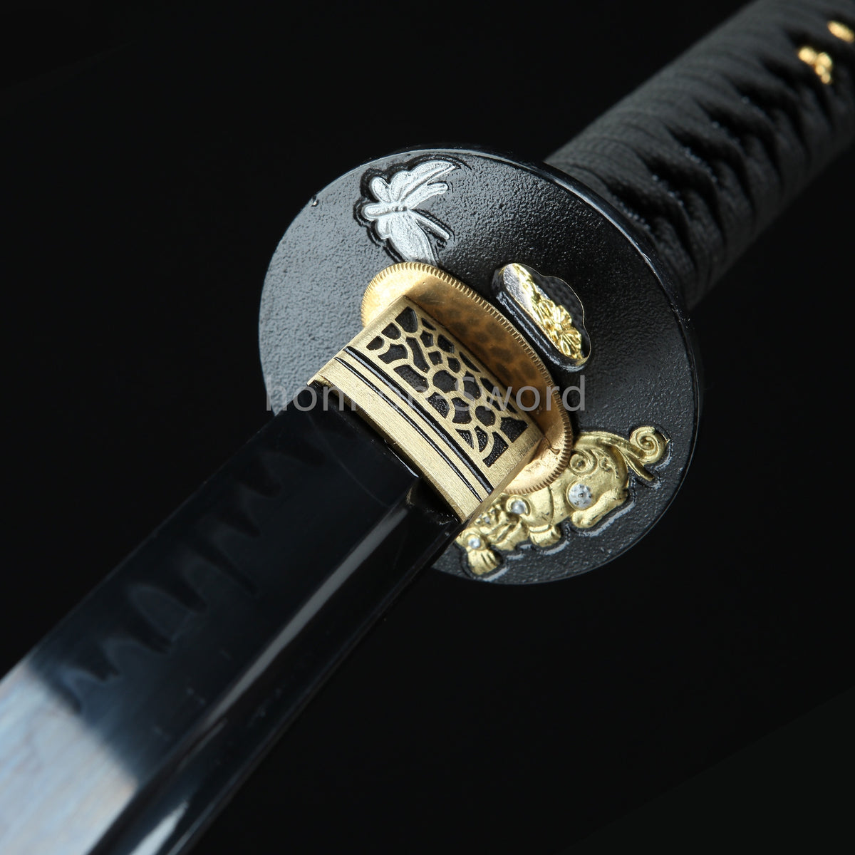 Katana à lame bleue en acier à haute teneur en carbone 1095, épée de samouraï japonais, épée complète noire 