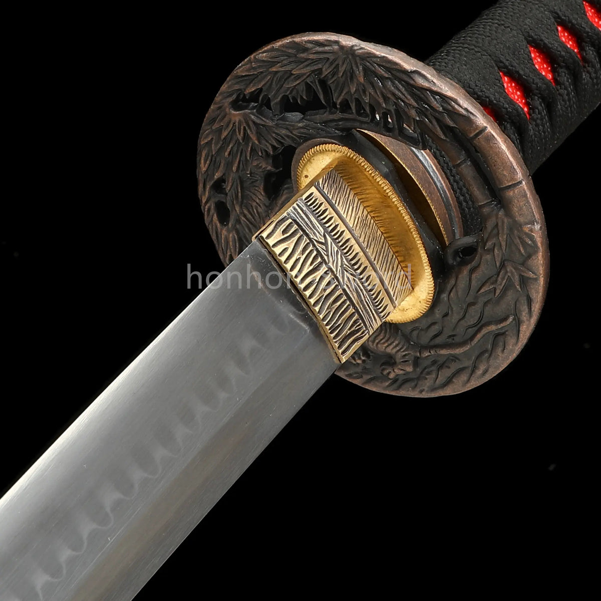 1095 Kohlenstoffstahl Katana Blaue Klinge Japanisches Samurai-Schwert Full Tang Schwarz 