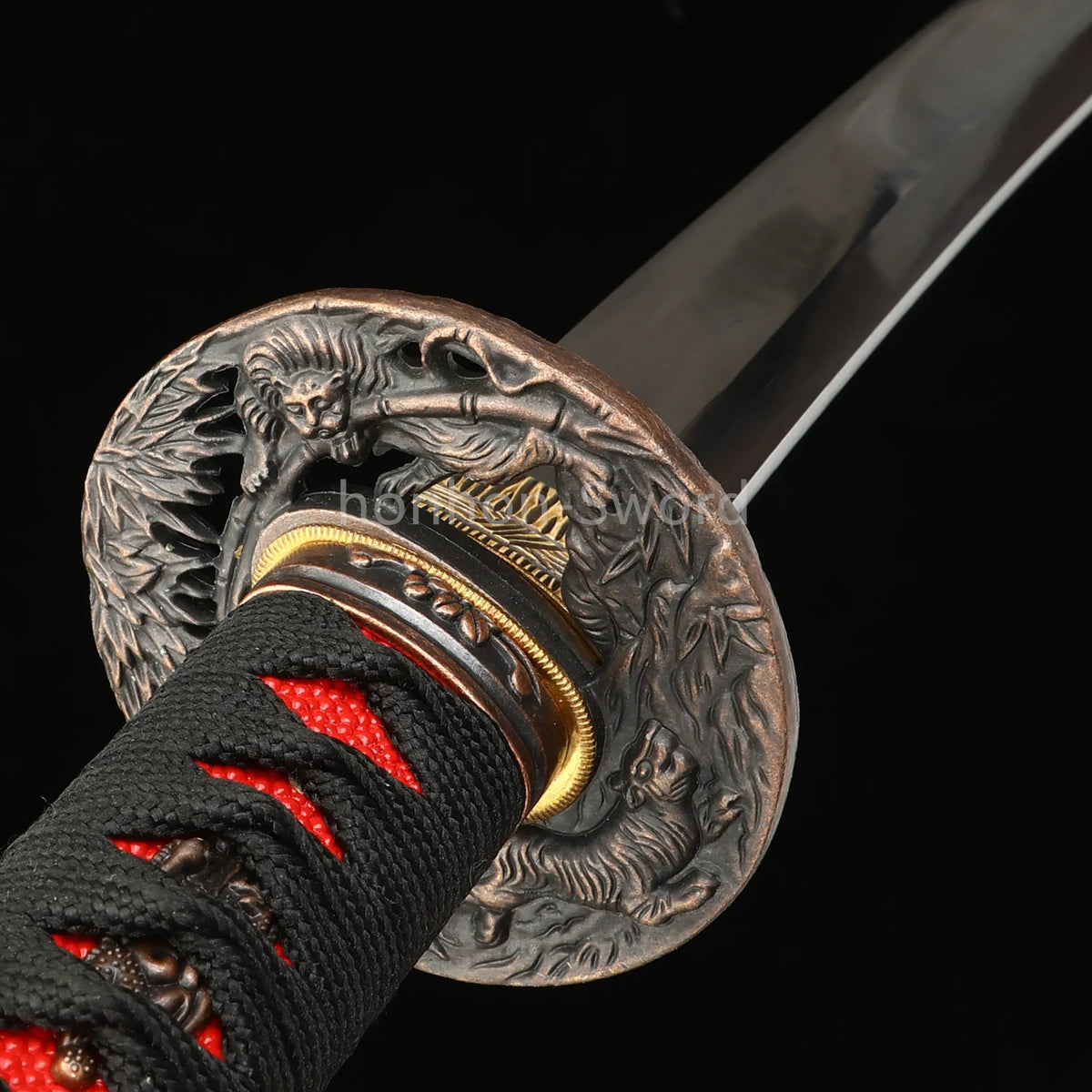 1095 Kohlenstoffstahl Katana Blaue Klinge Japanisches Samurai-Schwert Full Tang Schwarz 