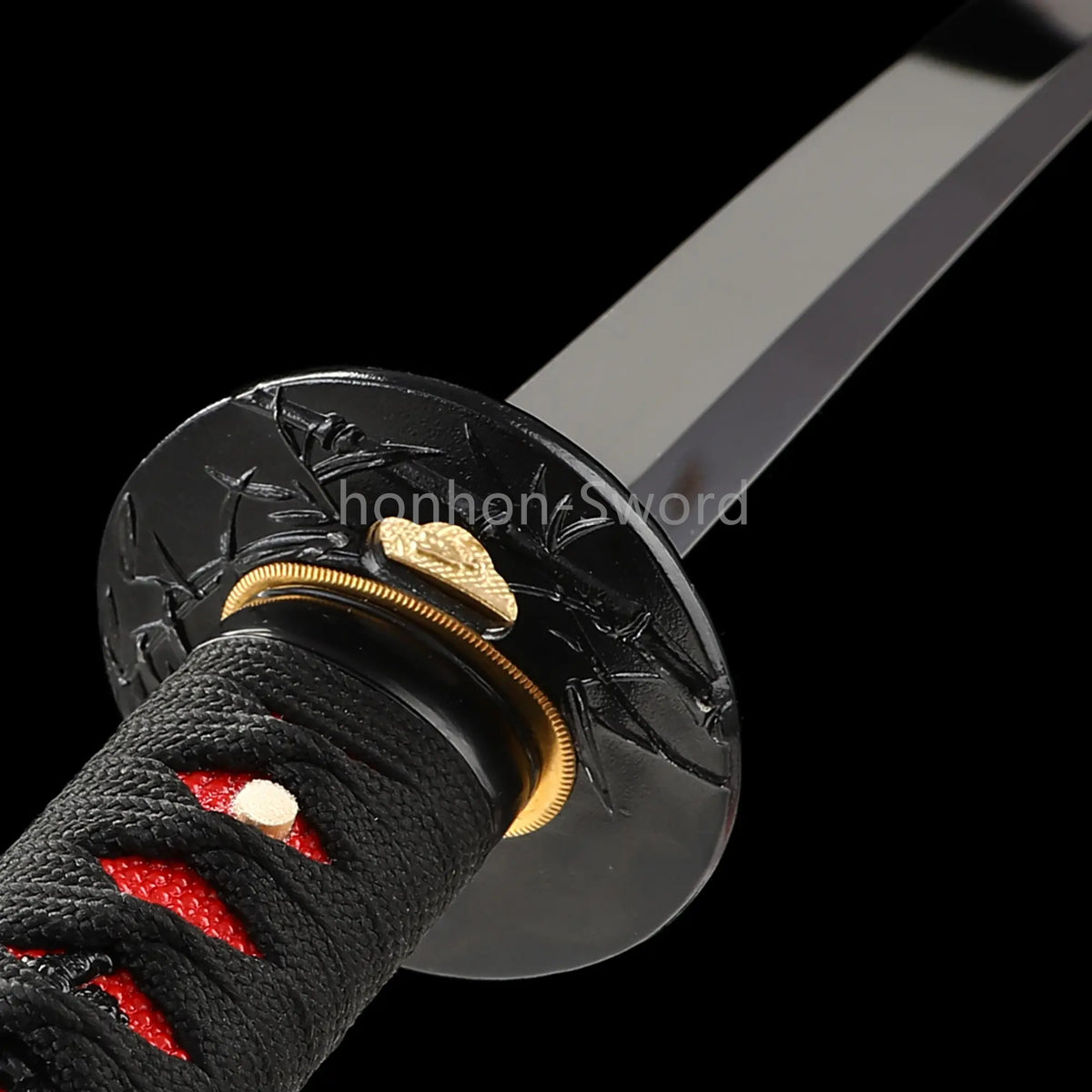 1095 Kohlenstoffstahl Katana Blaue Klinge Japanisches Samurai-Schwert Full Tang Schwarz 