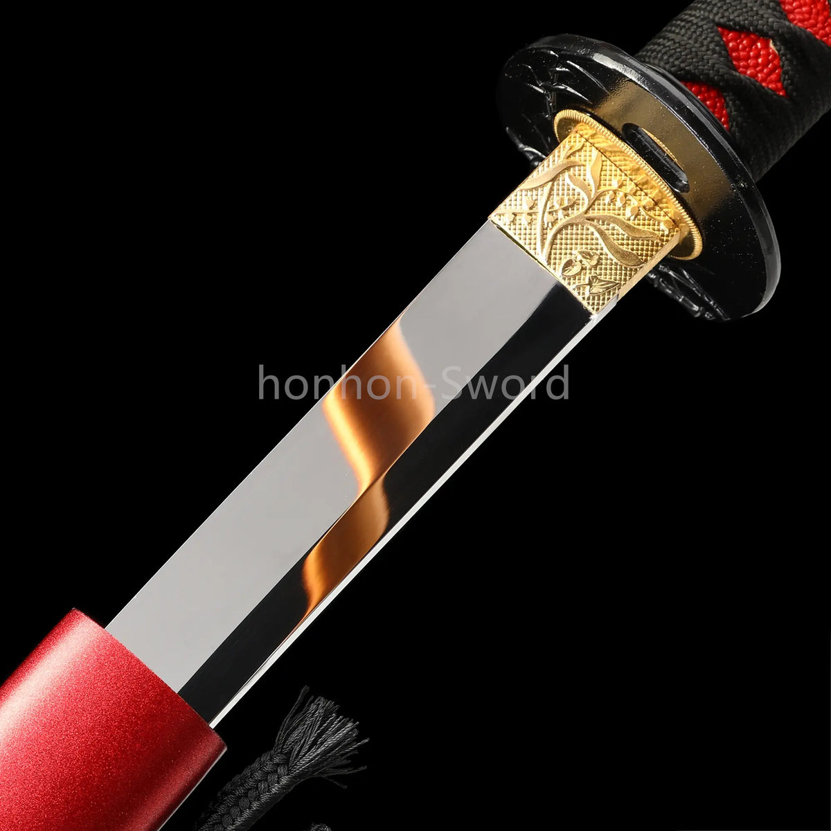 1095 Kohlenstoffstahl Katana Blaue Klinge Japanisches Samurai-Schwert Full Tang Schwarz 