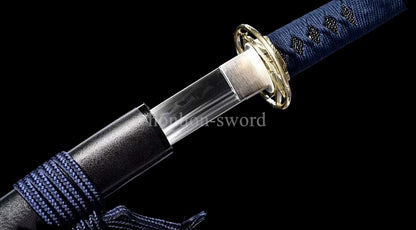 Katana à lame bleue en acier à haute teneur en carbone 1095, épée de samouraï japonais, épée complète noire 