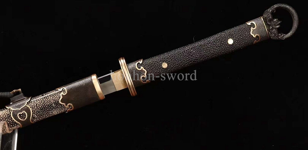 Katana à lame bleue en acier à haute teneur en carbone 1095, épée de samouraï japonais, épée complète noire 