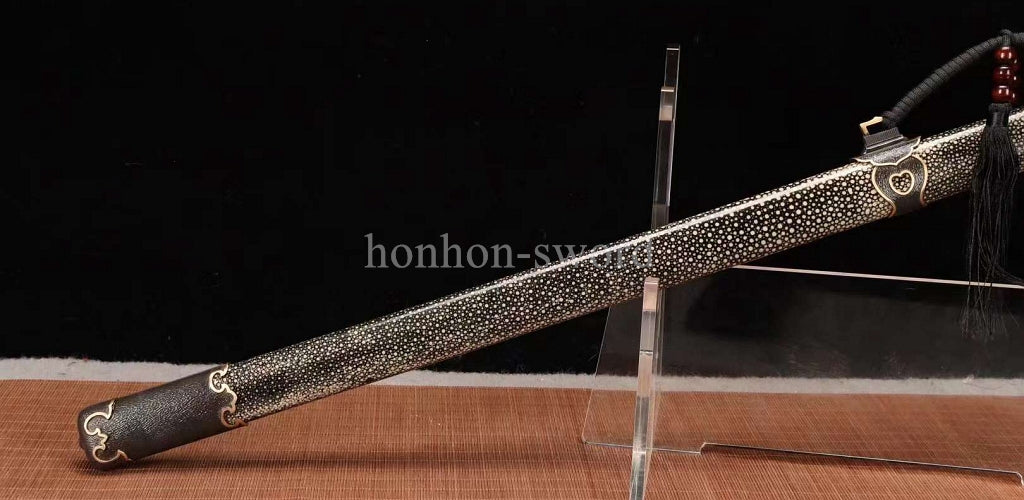 Katana à lame bleue en acier à haute teneur en carbone 1095, épée de samouraï japonais, épée complète noire 