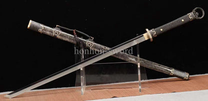 Katana à lame bleue en acier à haute teneur en carbone 1095, épée de samouraï japonais, épée complète noire 