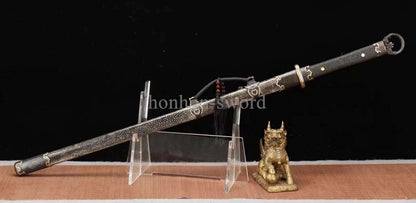 Katana à lame bleue en acier à haute teneur en carbone 1095, épée de samouraï japonais, épée complète noire 