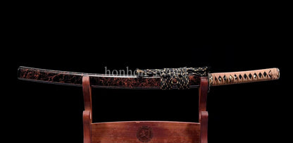 Katana à lame bleue en acier à haute teneur en carbone 1095, épée de samouraï japonais, épée complète noire 