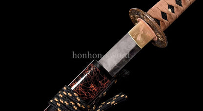 Katana à lame bleue en acier à haute teneur en carbone 1095, épée de samouraï japonais, épée complète noire 