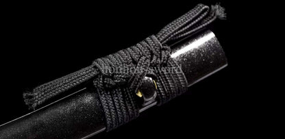 T10 Steel Clay Tempered Japanese Tanto Black Samurai Sword Full Tang Abrasive Blade.