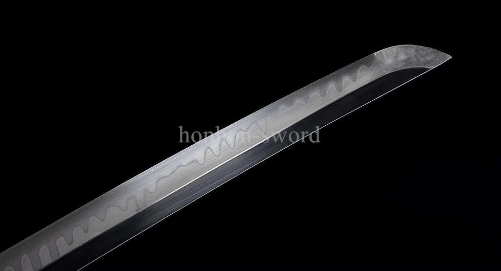 1095 Kohlenstoffstahl Katana Blaue Klinge Japanisches Samurai-Schwert Full Tang Schwarz 