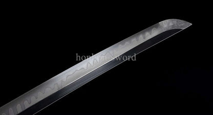 1095 Kohlenstoffstahl Katana Blaue Klinge Japanisches Samurai-Schwert Full Tang Schwarz 