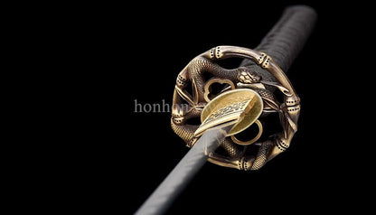 1095 Kohlenstoffstahl Katana Blaue Klinge Japanisches Samurai-Schwert Full Tang Schwarz 