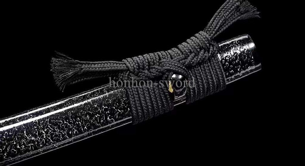 1095 Kohlenstoffstahl Katana Blaue Klinge Japanisches Samurai-Schwert Full Tang Schwarz 