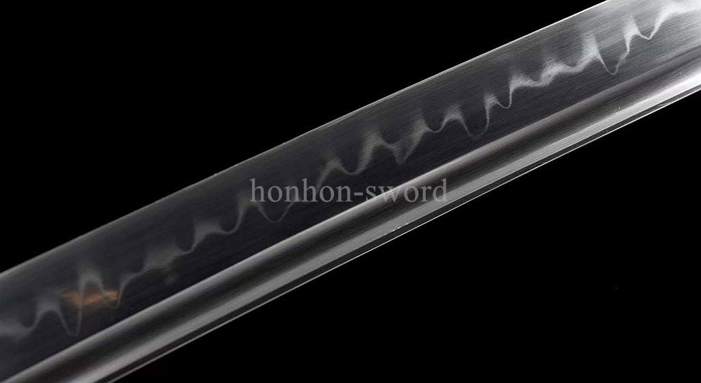 Japanese Katana T10 Steel Clay Tempered Samurai Sword Sharp Brass Tsuba Purple.