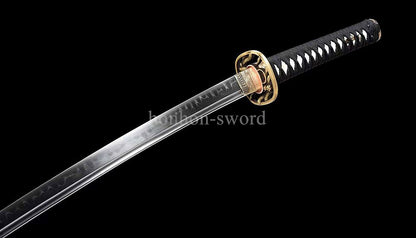 Japanese Katana T10 Steel Clay Tempered Samurai Sword Sharp Brass Tsuba Purple.