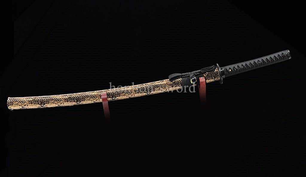 Katana à lame bleue en acier à haute teneur en carbone 1095, épée de samouraï japonais, épée complète noire 