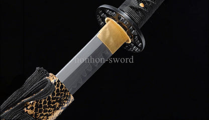 Katana à lame bleue en acier à haute teneur en carbone 1095, épée de samouraï japonais, épée complète noire 