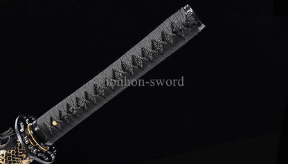 Katana à lame bleue en acier à haute teneur en carbone 1095, épée de samouraï japonais, épée complète noire 