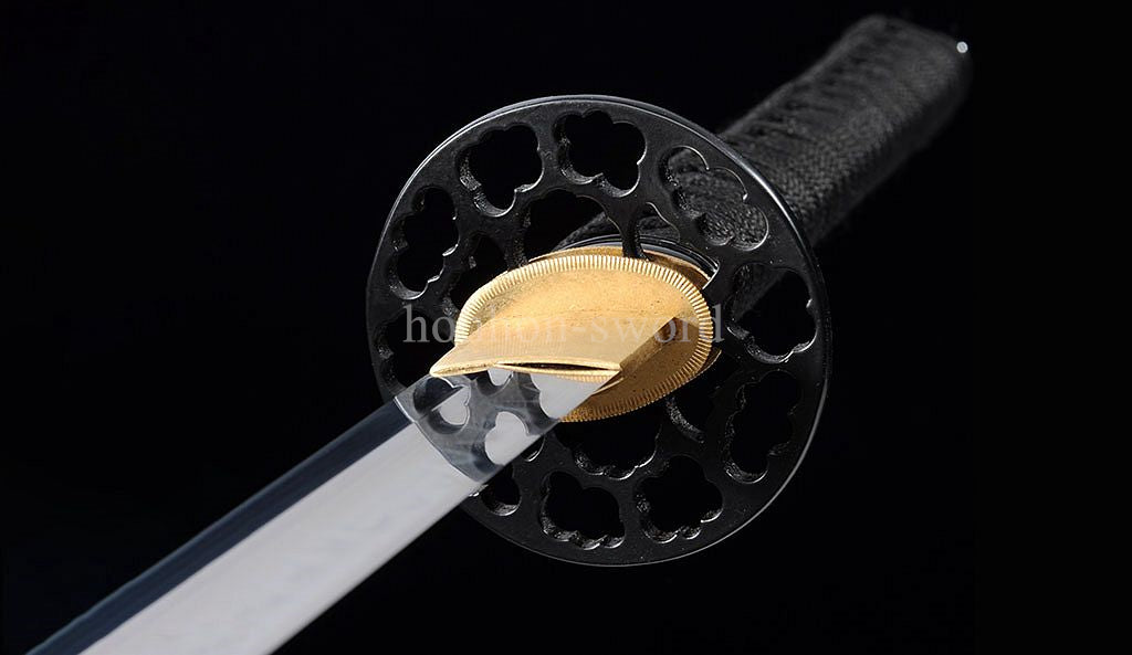 Katana à lame bleue en acier à haute teneur en carbone 1095, épée de samouraï japonais, épée complète noire 