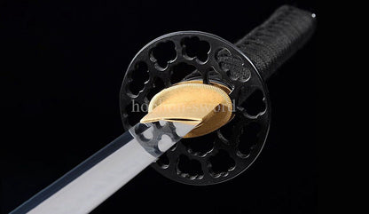 Katana à lame bleue en acier à haute teneur en carbone 1095, épée de samouraï japonais, épée complète noire 