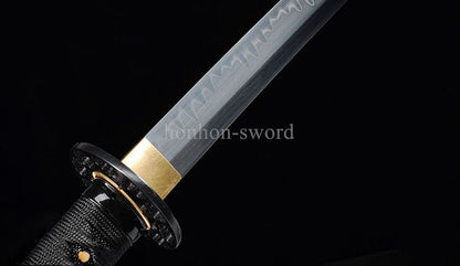 Katana à lame bleue en acier à haute teneur en carbone 1095, épée de samouraï japonais, épée complète noire 