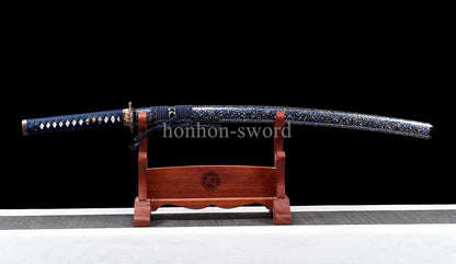 Katana à lame bleue en acier à haute teneur en carbone 1095, épée de samouraï japonais, épée complète noire 