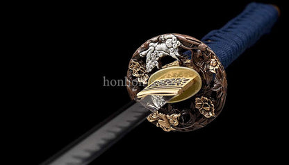 Katana à lame bleue en acier à haute teneur en carbone 1095, épée de samouraï japonais, épée complète noire 