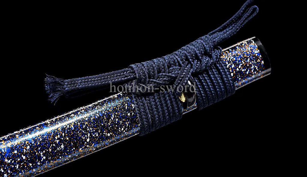 Katana à lame bleue en acier à haute teneur en carbone 1095, épée de samouraï japonais, épée complète noire 