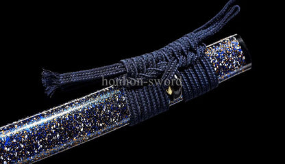 Katana à lame bleue en acier à haute teneur en carbone 1095, épée de samouraï japonais, épée complète noire 