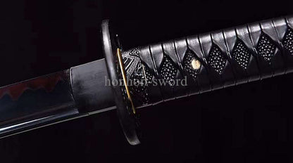 Katana à lame bleue en acier à haute teneur en carbone 1095, épée de samouraï japonais, épée complète noire 