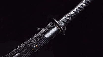 Katana à lame bleue en acier à haute teneur en carbone 1095, épée de samouraï japonais, épée complète noire 