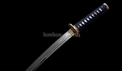 1095 Kohlenstoffstahl Katana Blaue Klinge Japanisches Samurai-Schwert Full Tang Schwarz 