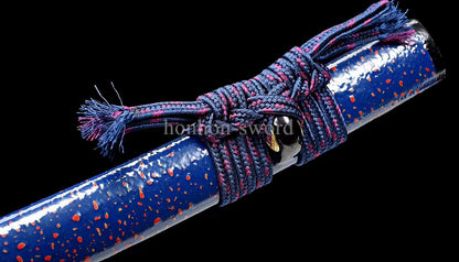 1095 Kohlenstoffstahl Katana Blaue Klinge Japanisches Samurai-Schwert Full Tang Schwarz 