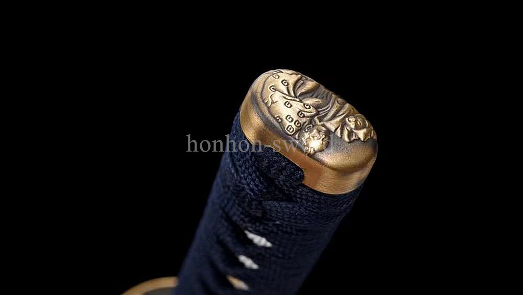 1095 Kohlenstoffstahl Katana Blaue Klinge Japanisches Samurai-Schwert Full Tang Schwarz 