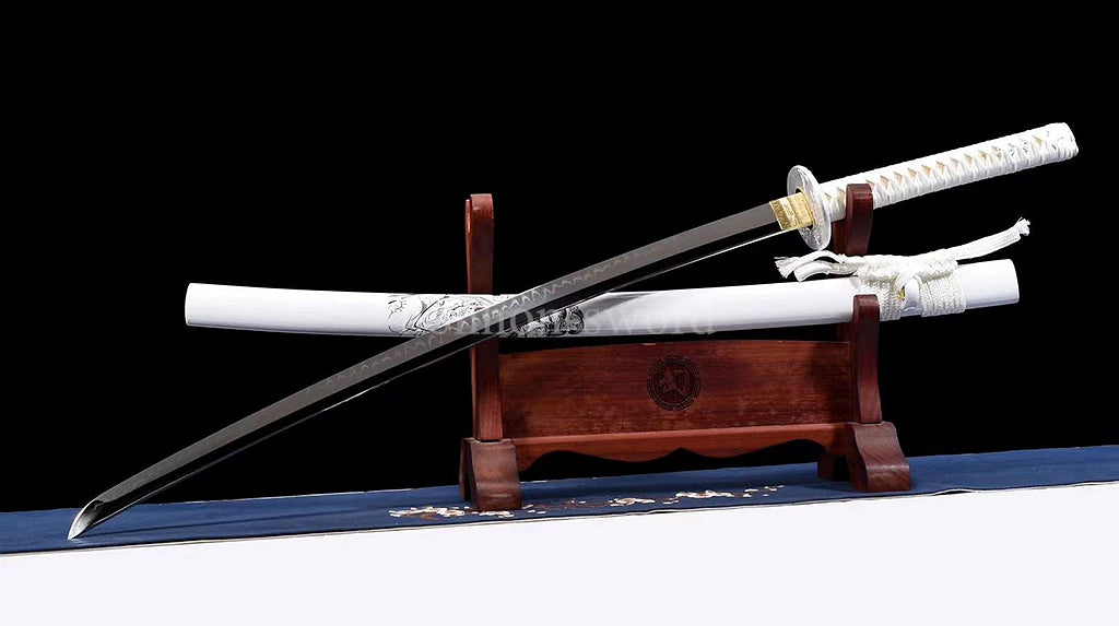 Katana à lame bleue en acier à haute teneur en carbone 1095, épée de samouraï japonais, épée complète noire 