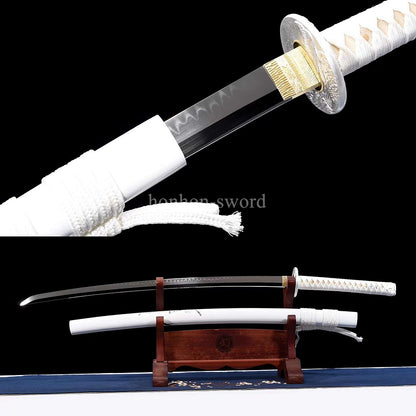 Katana à lame bleue en acier à haute teneur en carbone 1095, épée de samouraï japonais, épée complète noire 