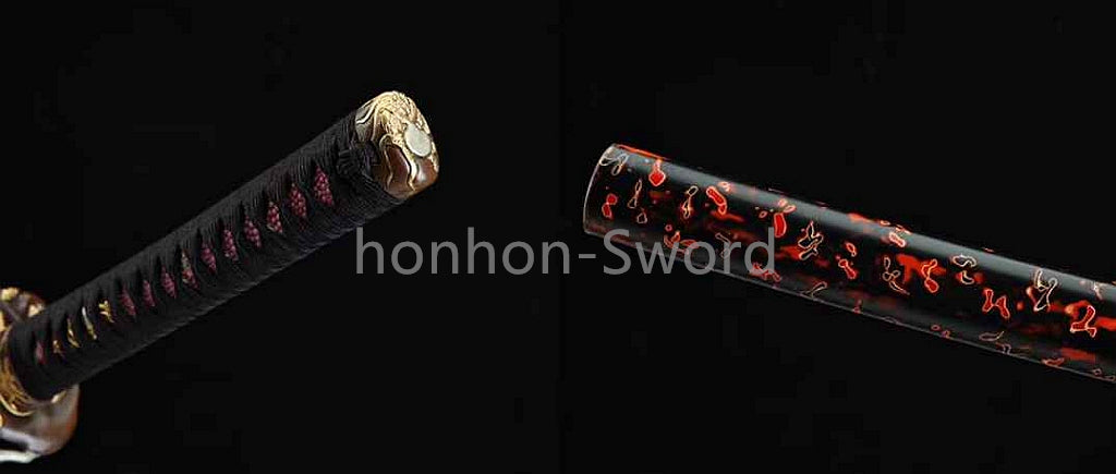 26inch Japanese Katana Chinese Tamahagane Steel Clay Tempered Three Tone Polished Blade Dragon Engraving