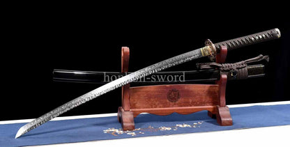 Katana à lame bleue en acier à haute teneur en carbone 1095, épée de samouraï japonais, épée complète noire 