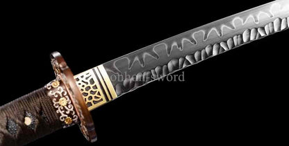 Katana à lame bleue en acier à haute teneur en carbone 1095, épée de samouraï japonais, épée complète noire 