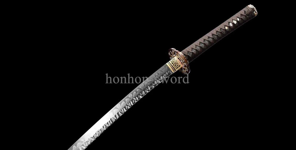 Katana à lame bleue en acier à haute teneur en carbone 1095, épée de samouraï japonais, épée complète noire 