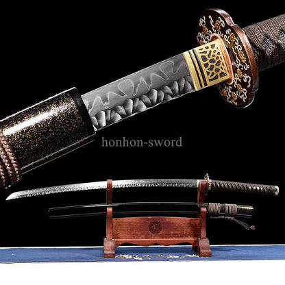Katana à lame bleue en acier à haute teneur en carbone 1095, épée de samouraï japonais, épée complète noire 